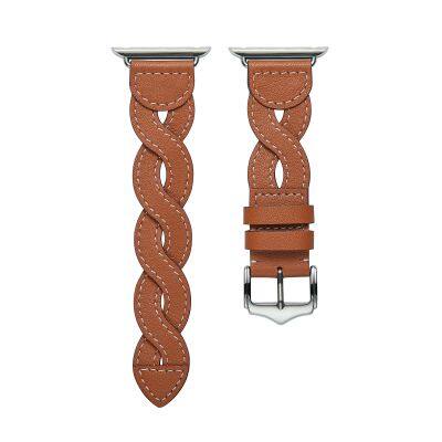 Woven Braided Watches Band Wristband Replacement Bracelets Genuine Leather Watch Strap for Iphone Apple Iwatch 5 6 7 Series photo-2