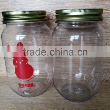 BPA Free round shape Mason Jar With Tin Lid And Straw