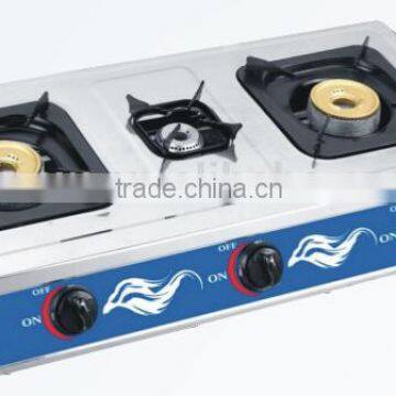 three burner stainless steel table gas stove