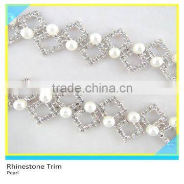 Fabulous 888 Crystal Rhinestone Pearl Silver Chain For Wedding Decoration