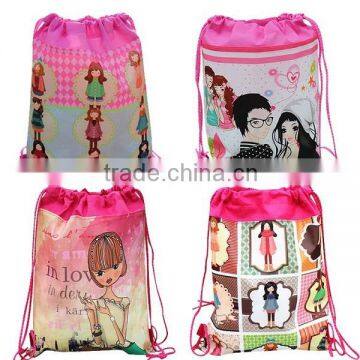 FH Girl's Backpack Kids Children Cartoon Printing Drawstring Backpack Non-woven School Bags,Baby Shoulder Backpack