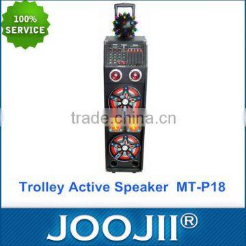 Multifunctional Trolley active speaker with rechargable battery, karaoke player active speaker with Disco laser light