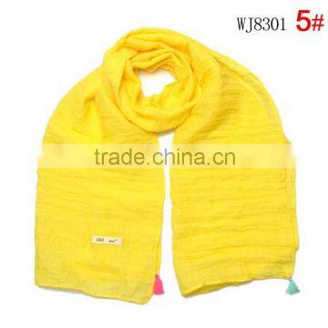 Wholesale Fashion Classic Tassel Style Kids Boys Girls Cotton Solid Plain Scarf photo-6