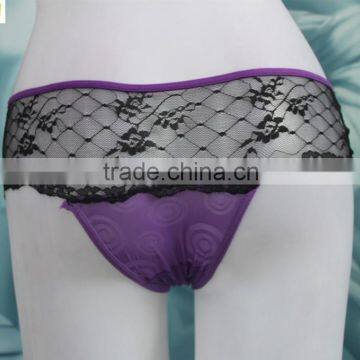 OEM Undergarment Supply Purple Eyelash Lace Fabric Tanga photo-3