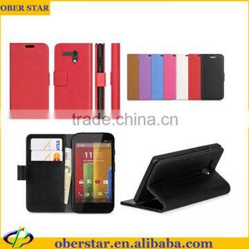 Wallet leather stand case with card holder For Moto G