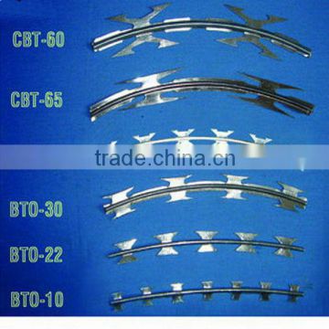 BTO22 hot galvanized razor barbed wire for fence netting