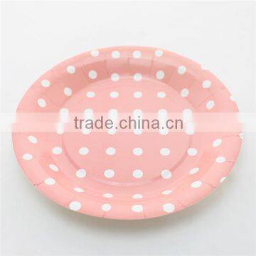 Newest Pink Polka Dot Round Paper Plates