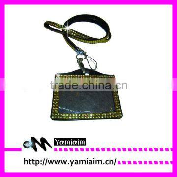 Promotional item Rhinestone crystal badge holder lanyard Custom insert various colors