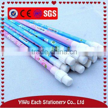 7 Inch HB heat transfer wooden pencil with big erasr