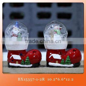 Ceramic DIY design shoe shaped christmas snow globe