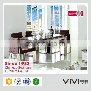 modern stainless steal heavy-duty marble dining table and chairs