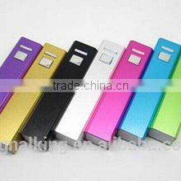 Wholesale Promotion Gift 2600mAh Metal Square Tube Mini Power Bank Portable Power Bank Free Customize LOGO