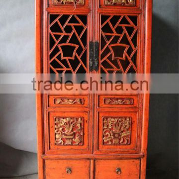 Chinese antique big carved painted kitchen cabinet