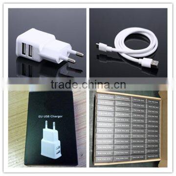 OEM black white gold logo printing paper box with micro cable 5v 1.5a eu usb multi charger