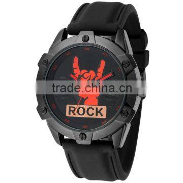 Fashion Rock and Roll Cool Big Case Silicone Man Watch Quartz Sport Rubber Watch