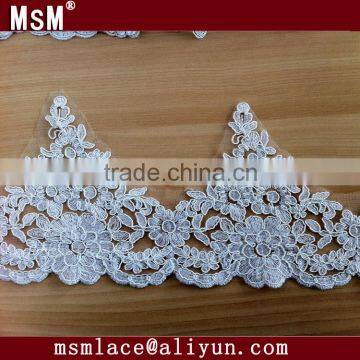 2015 new design rayon/polyester cording lace trim for bridal dress