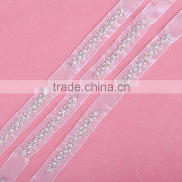 fashion wholesale handmade white pearl beaded lace trim WTP-1329