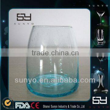 Popular Blue Bubble Drinking Glass With Flate Base/Glassware