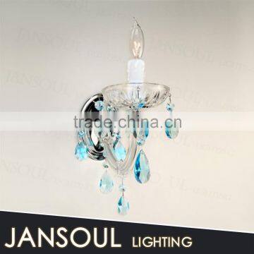 moroccan cheap decorative candle wall sconces with blue crystal chandelier for interior decoration