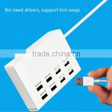 universal multi port usb charger 100v-240v 8 port intelligent charging station output 2.4a 1a with cord