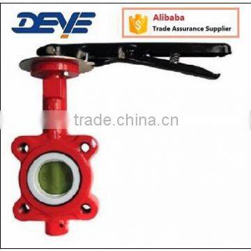 Red Color PTFE Lined Lug Butterfly Valve Soft Seat