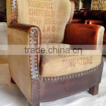 JodhpurFurniture manufacturers ,LEATHER CANVAS SOFA SINGLE SEATER