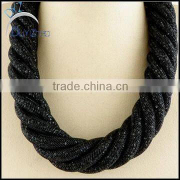 jewelry crystal rope net mesh chain black bead long chain necklace