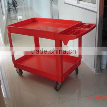 2 shelf widen red color service cart