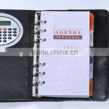 Calculator Loose Leaf Leather Notebook