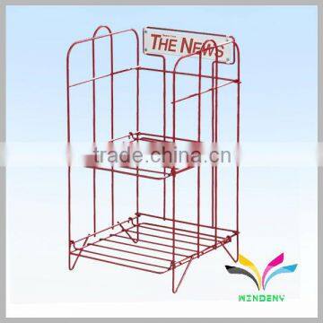 Powdercoated red fashionable cheap used metal magazine display racks