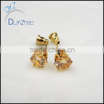 mini yellow latest real gold plated zircon earrings 6#