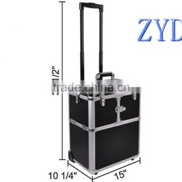 black color medium size aluminum trolley beauty case