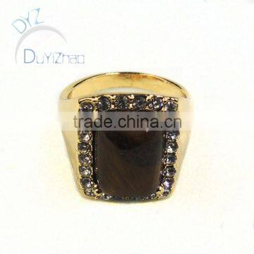 Mens Gold Ring With Tiger Eyes