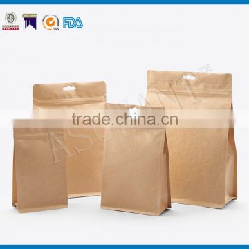 Eight-side sealed flat bottom kraft paper pouch