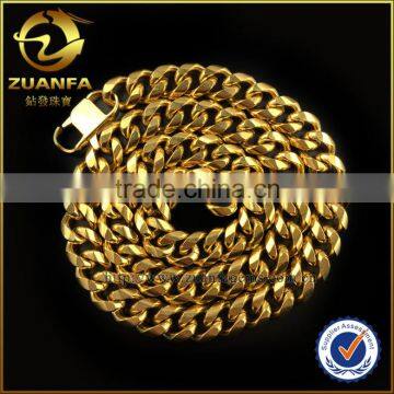 high polishing 18k gold plating wholesale stainless steel mens cuban chain