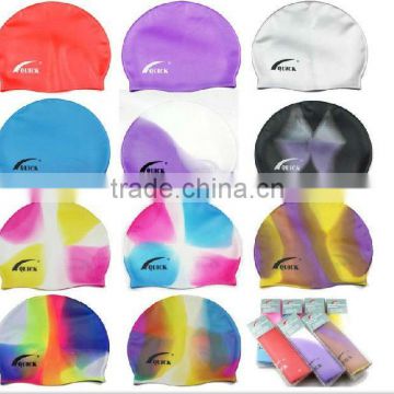 color silkscreen printed silicone swim caps