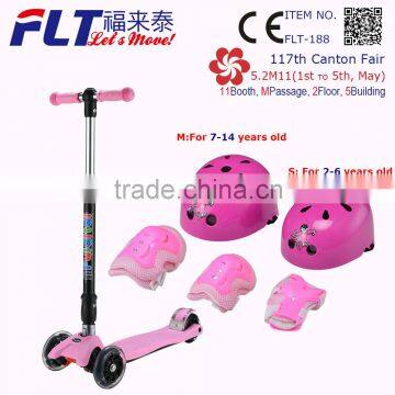 Top quality Alumnimum frame child age kick scooter part with 4 wheels