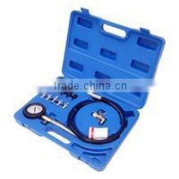 Oil pressure tester kit, hose with quick couplers, 10 adapters