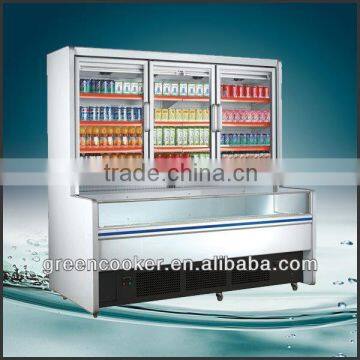 Supermarket beverage and seafood freezer showcase