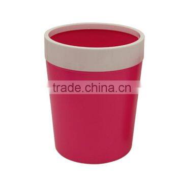 Household use Plastic Colored Waste Bin; Rose Red Trash Can