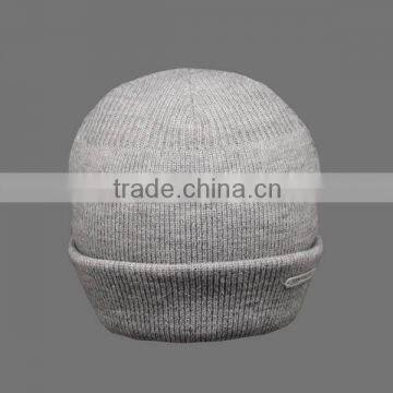 CUSTOM GREY WOOL WINTER HATS WITH EMBOSS PATCH