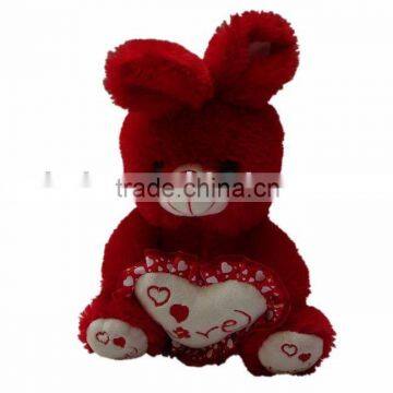 plush valentine rabbit with red heart