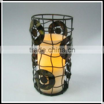 3"*6" metal lantern with Wax Shell Led Candle