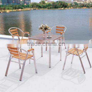 Aluminum garden wood chair and table set for sale