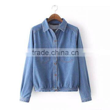 cheap china wholesale clothing two pockets front denim jacket