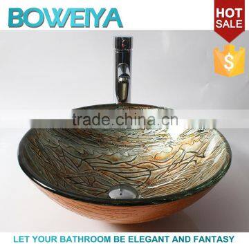 Wholesale Bathroom Sanitary Ware 12mm Thickness Tempered Glass Counter Top Glass Wash Basin Price