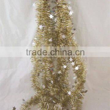 HOT SALE! 8 Inch Metallic PVC Golden & Sliver Christmas Tinsel,Star Shape Tinsel Garland