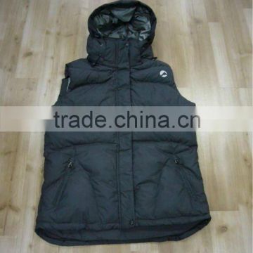 Women Black Hoodie Outdoor Duck Down High Quality Vest