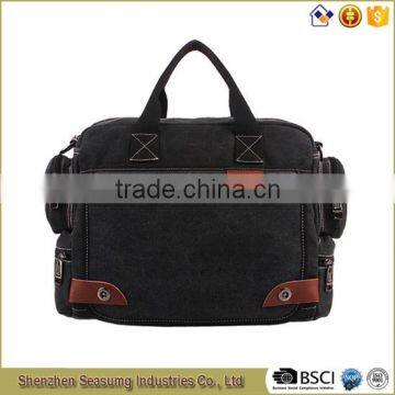 High Quality Canvas Business Handbag With Real Leather Trim photo-4