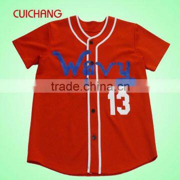 Men's fashion baseball jersey&100% polyester baseball jersey,blank baseball jersey redSC-448